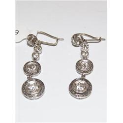 Antique 14K White Gold Earrings W/2ctw Diamonds