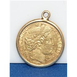 1899 10 Francs Napoleon III Gold Coin W/14K Bezel