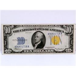 1934A  $10 Silver Certificate With Gold Seal