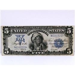 1899 $5 Chief Tatoka-Inyanka Silver Certificate