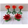 Image 1 : Floral Blown Glass Candleholders