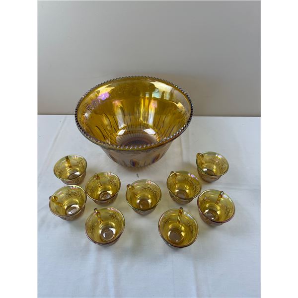 Iridescent Glass Punch Bowl