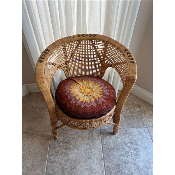 Wicker Rattan Chair & Cushion