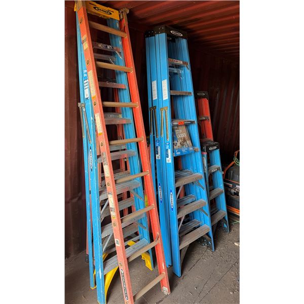 Qty 9 Step Ladders, Misc Brands & Sizes P/U Mon 2/23