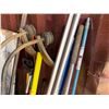 Image 25 : Multiple Landscape Tools:  String Trimmers,  EGO Charger, Compressed Gas Cylinders, Rakes, Hoes, etc