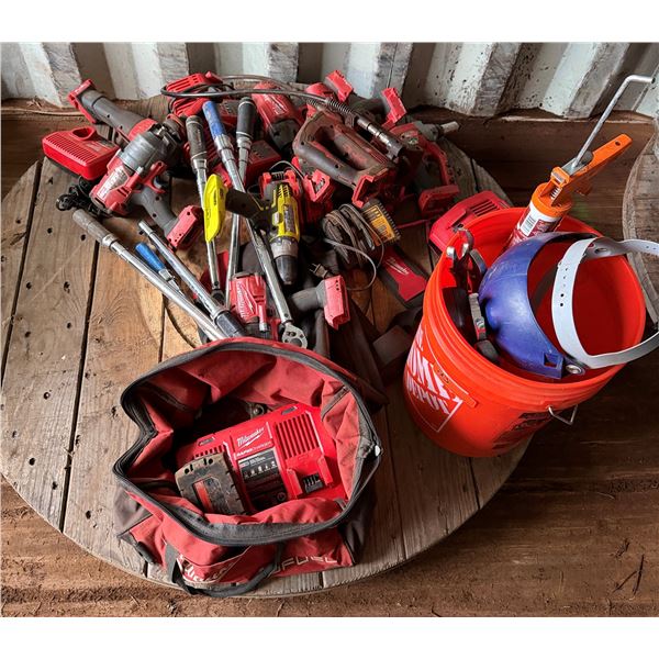 Contents of Pallet: Multiple Milwaukee Power Tools, Ratchets, Chargers, (Untested) P/U Mon 2/23