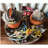 Image 1 : Contents of Pallet: 2 Ridgid Shop Vacs, Cable Pullers, Straps, etc  (Untested - As Is) P/U Mon 2/23