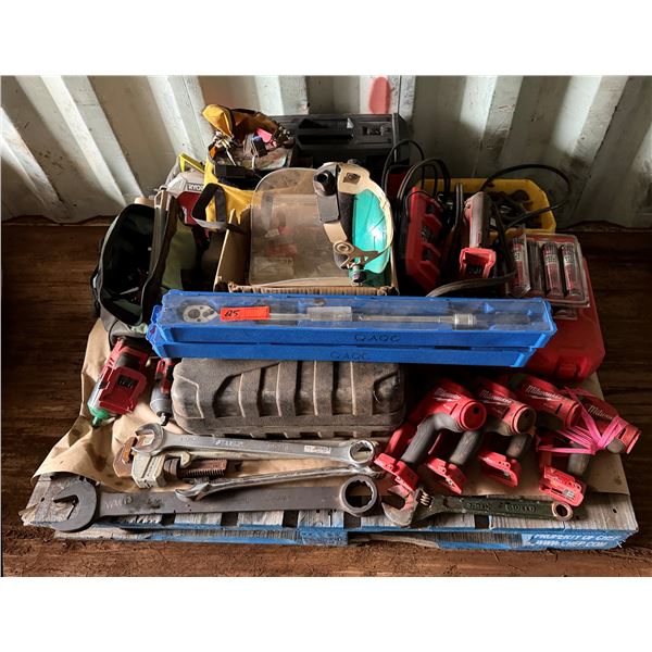 Contents of Pallet: Multiple Milwaukee Power Tools, Large Wrenches, Ratchets, Tool Box P/U Tues 2/24