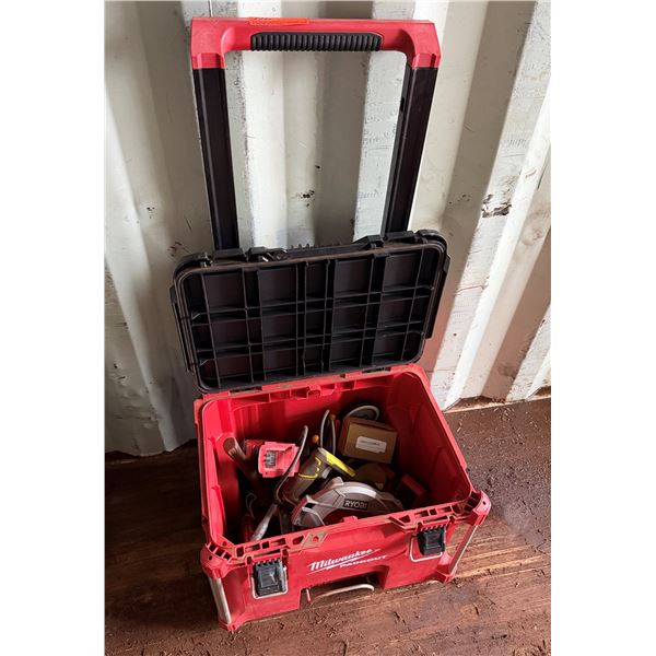 Milwaukee Packout Rolling Tool Box & Contents: Ryobi Circular Saw, Milwaukee Drill P/U Mon 2/23