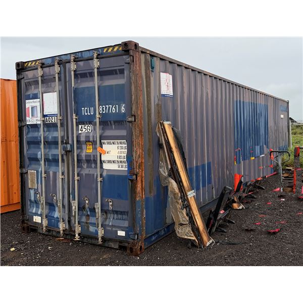 Blue 40' Shipping Container (contents & outside items not included) P/U Thurs-Fri 2/26-27