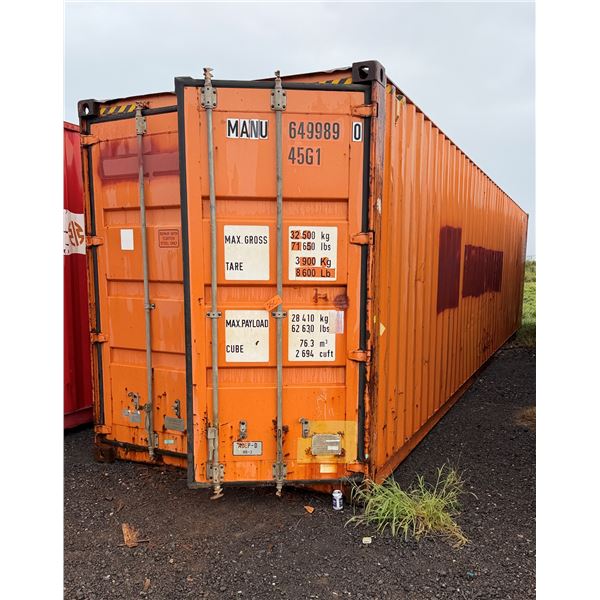 Orange 40' Shipping Container (contents not included) P/U Thurs-Fri 2/26-27