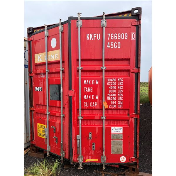 Red 40' High Cube Shipping Container (has leaks)