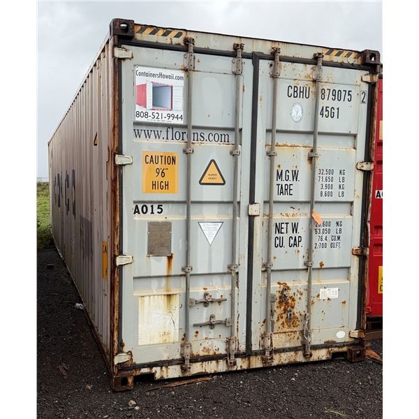 Gray 40' Shipping Container (contents not included) P/U Thurs-Fri 2/26-27