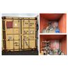 Image 1 : Yellow 20' Shipping Container & Contents: Tires, Shelves, Water Bottles, etc