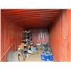 Image 4 : Yellow 20' Shipping Container & Contents: Tires, Shelves, Water Bottles, etc