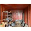 Image 8 : Yellow 20' Shipping Container & Contents: Tires, Shelves, Water Bottles, etc