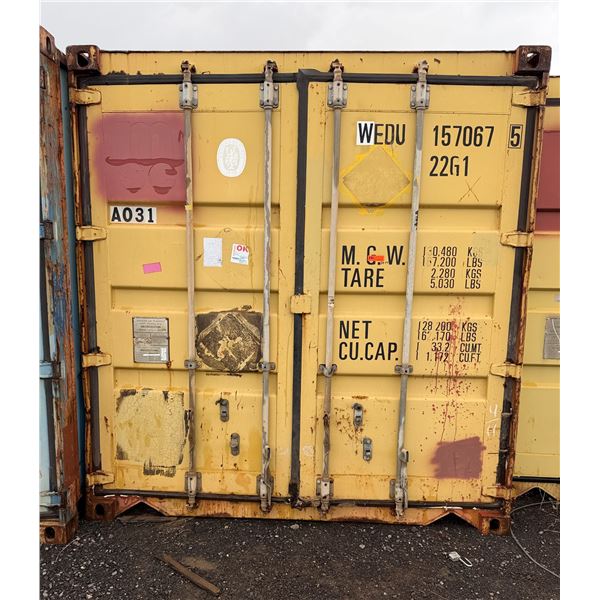 Yellow 20' Shipping Container (contents not included) P/U Thurs-Fri 2/26-27