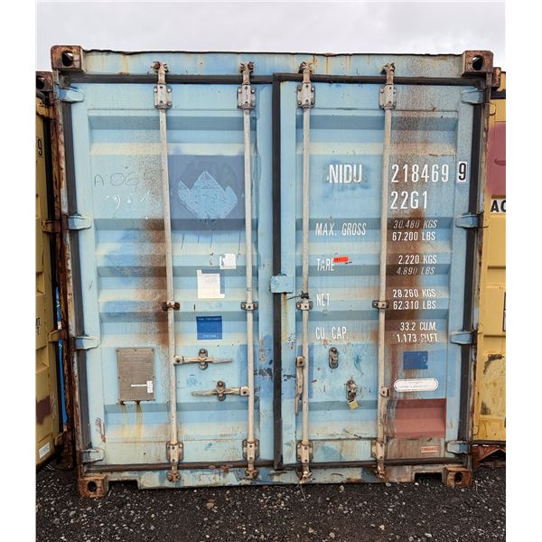Blue 20' Shipping Container (contents not included) P/U Thurs-Fri 2/26-27