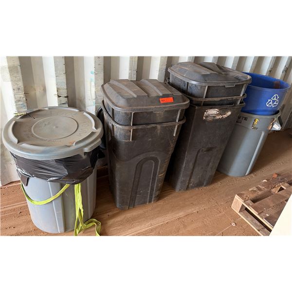 Multiple Waste Containers w/ Some Lids, Misc Sizes P/U Tues 2/24