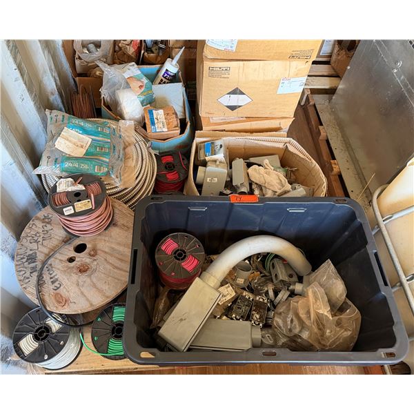 Contents of Pallet: Multiple Spools Misc Cable & Wire, Junction Boxes, Conduit Bodies P/U Mon 2/23