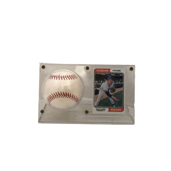 Cleveland Indians Gaylord Perry Signed Baseball and Trading Card