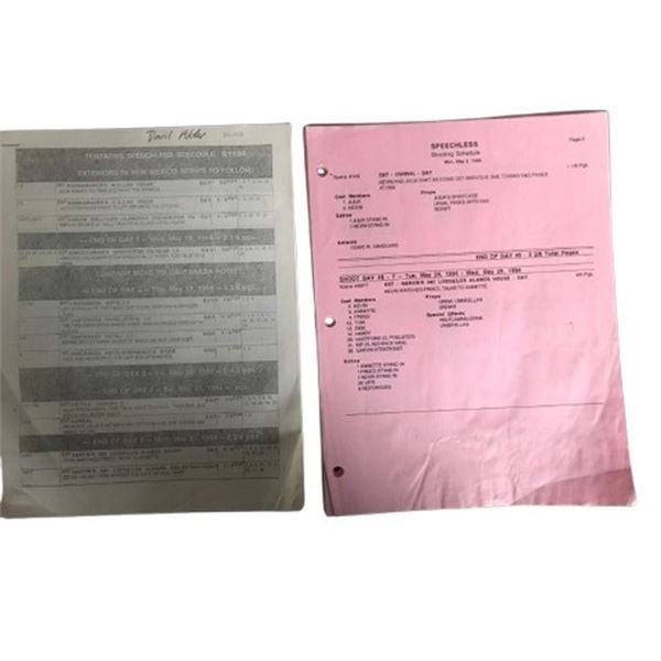 Speechless Production Shoot Schedules Memorabilia