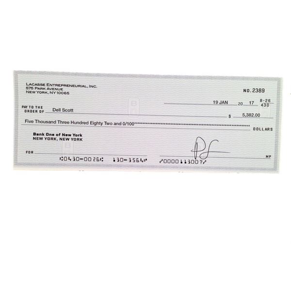 The Upside Dell (Kevin Hart) Paycheck Movie Props