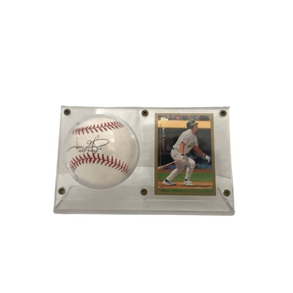 Jason Giambi Signed Baseball & Topps Card
