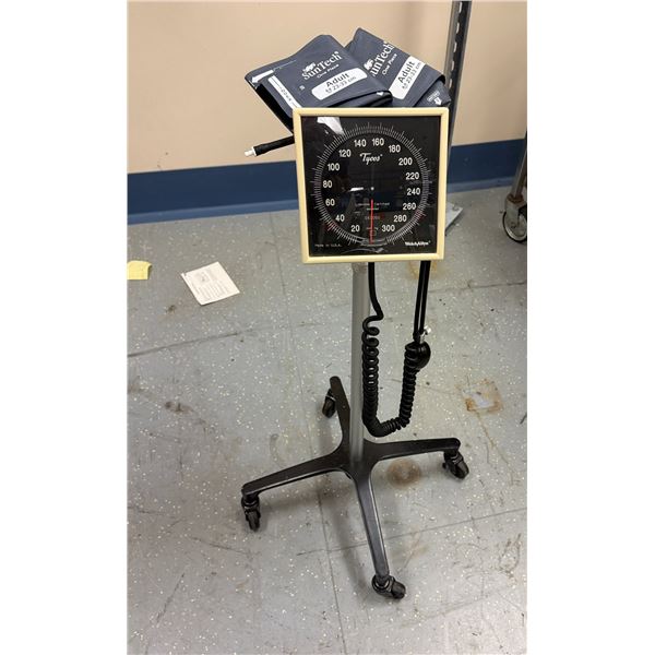 Welch Allyn Tycos Aneroid Sphygmomanometer on Rolling Stand w/ 2 Cuffs