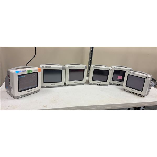 Qty 6 Philips IntelliVue MP5/MP5T Patient Monitors (all power on)