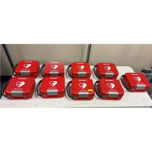 Qty 9 Philips HeartStart FR3 Defibrillators in Hard Cases