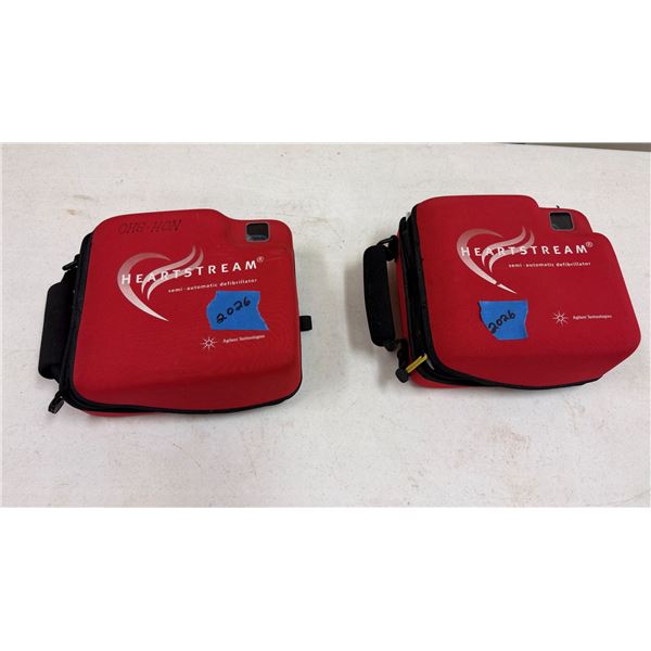 Qty 2 Agilent Technologies HeartStream Semi-Automatic Defibrillators in Cases