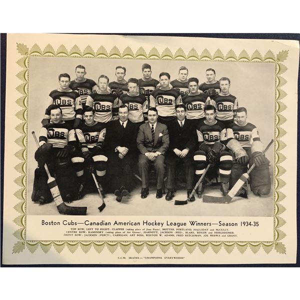 CCM HOCKEY TEAM PICTURE 1934-35 BOSTON CUBS