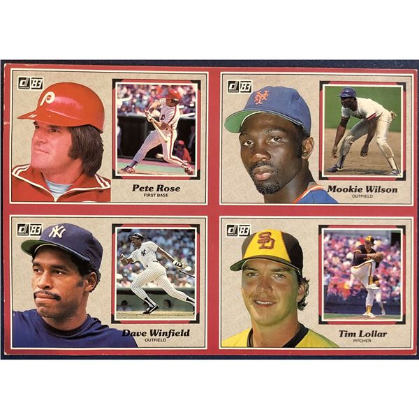1983 DONRUSS MLB POSTCARDS FOUR UP PANEL - PETE ROSE / DAVE WINFIELD (HOF)