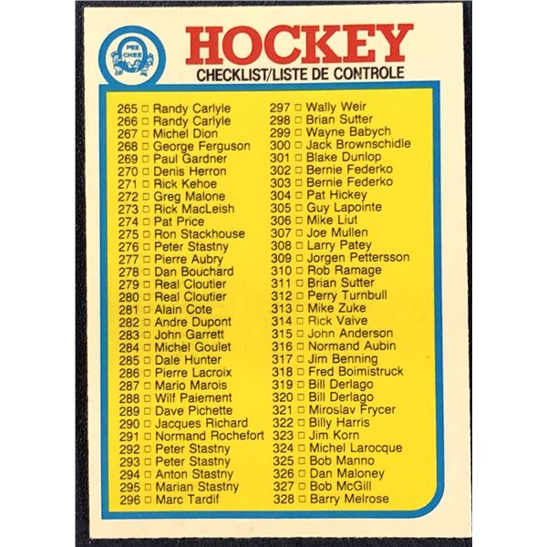1982-83 O-PEE-CHEE CHECKLIST