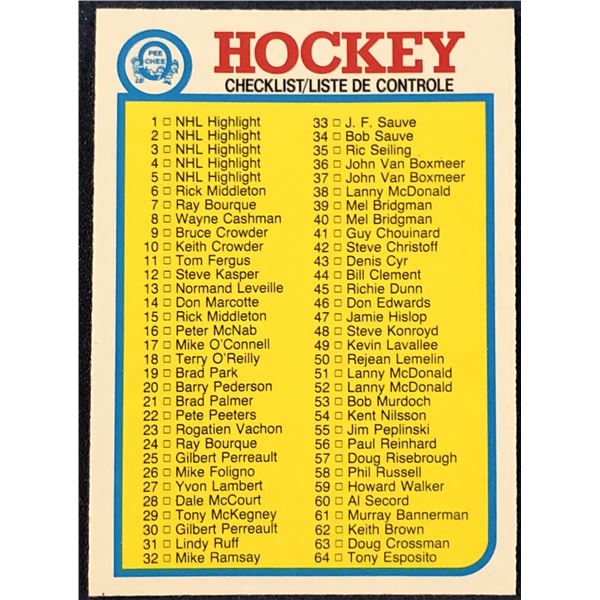 1982-83 O-PEE-CHEE CHECKLIST