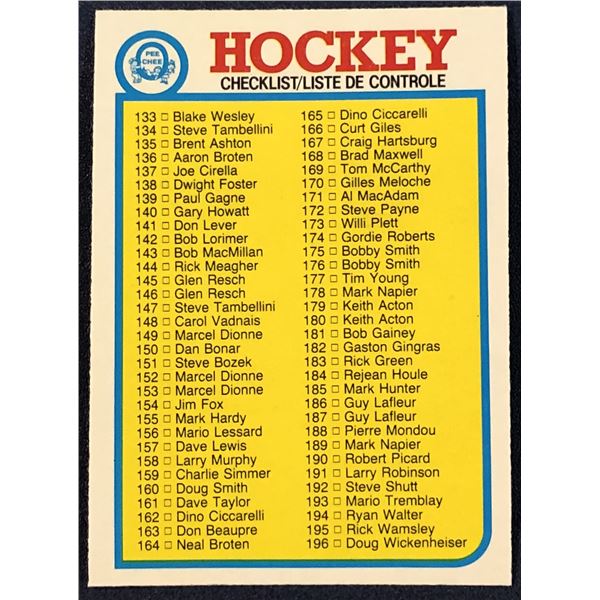 1982-83 O-PEE-CHEE CHECKLIST
