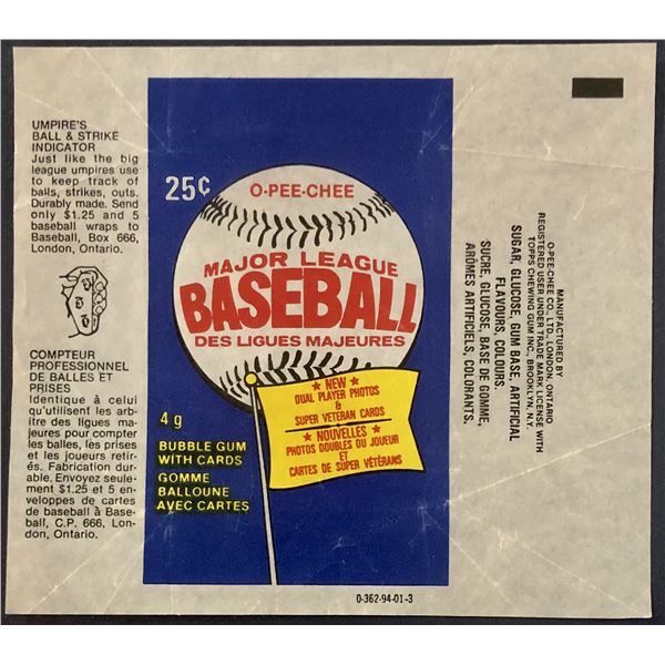 1983 O-PEE-CHEE BASEBALL WRAPPER