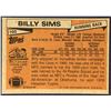Image 2 : 1981 TOPPS NFL BILLY SIMS (HOF) ROOKIE CARD