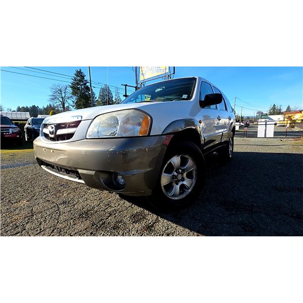 DUNCAN - 2002 MAZDA TRIBUTE WHITE 264980 KMS - JM59492 "NO RESERVE"