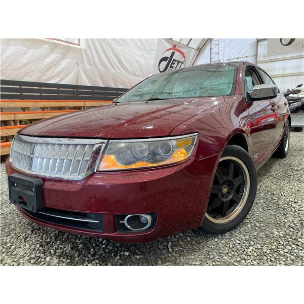 PARKSVILLE - 2007 LINCOLN MKZ RED 255238 KMS "NO RESERVE" - P651144