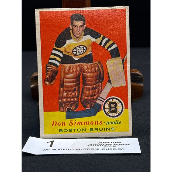Don Simmons 1957 Boston Bruins Topps Trading Card