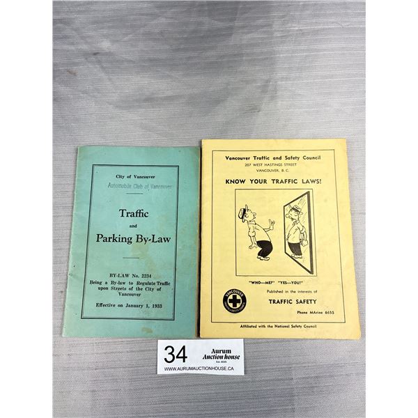 1933 Vancouver Traffic By-Laws + Traffic Safety Booklets