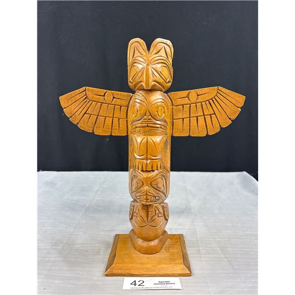 Very Nice 12" Tall West Coast Native Totem Pole Signed