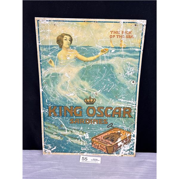 Vintage Metal Advertising Sign King Oscar Sardines