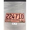 Image 1 : 1961 British Columbia License Plate