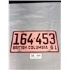 Image 1 : 1961 British Columbia License Plate