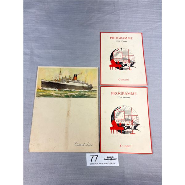 3 Cuncard Ship Daily Programmes + Menu 1950s (R.M.S)
