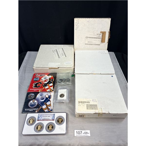 4 Bradford Exchange Plates; Elvis Ect, And NHL Coins and Proof Coins, and RCM Coins