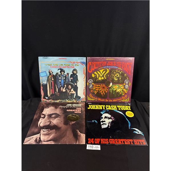 Lot of 4 Records in Orignal Sleeves Country Joe and The Fish, Johnny Cash, Jim Croce etc